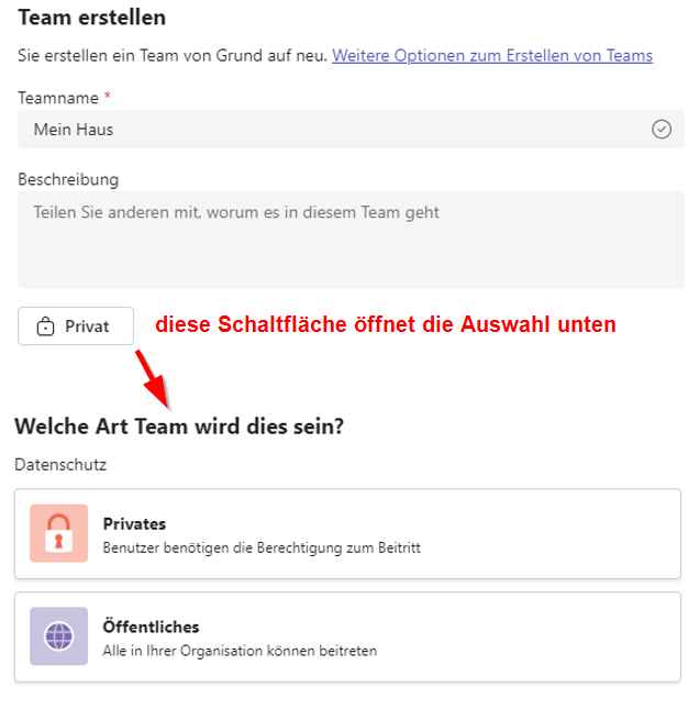 Team erstellen